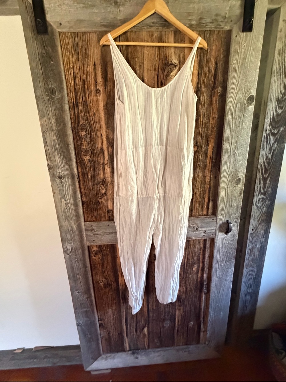 lunya Cream Sleeveless Linen-Blend Jumpsuit with Thin Straps